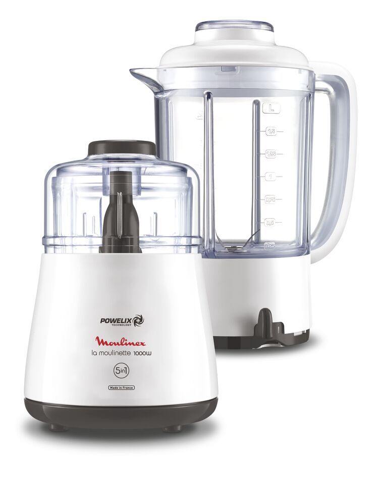 Moulinette Multifonction 1000W avec Bol 1.5L Blanc